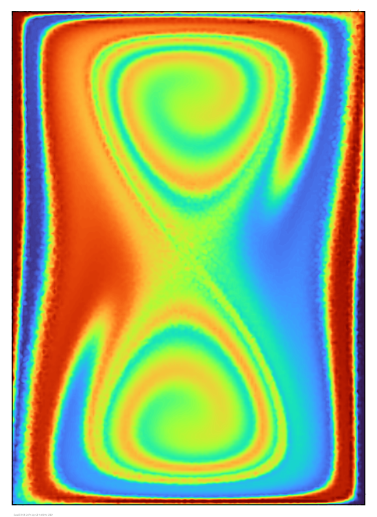 Projection of particle values after 5 time units